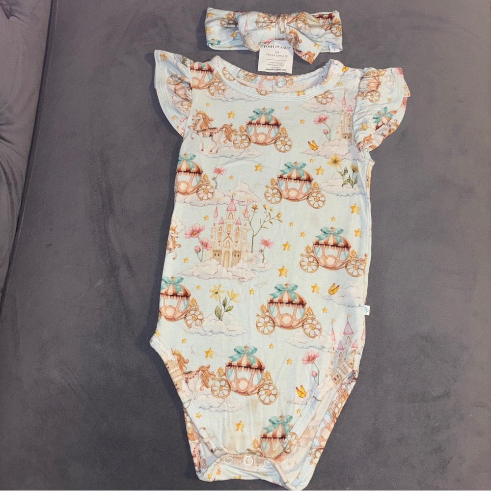 Baby Girls Posh Peanut Fairytale Onesie & Matching Headband Bow Size:18-24Months